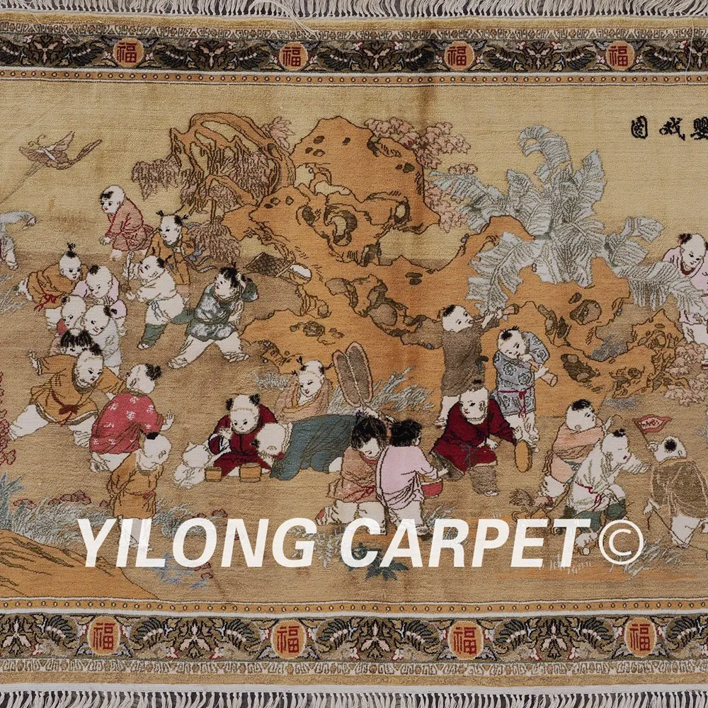 Yilong 2 'x 3' 400 линия восточные ковры шелковое искусство коллекция гобелен Играя