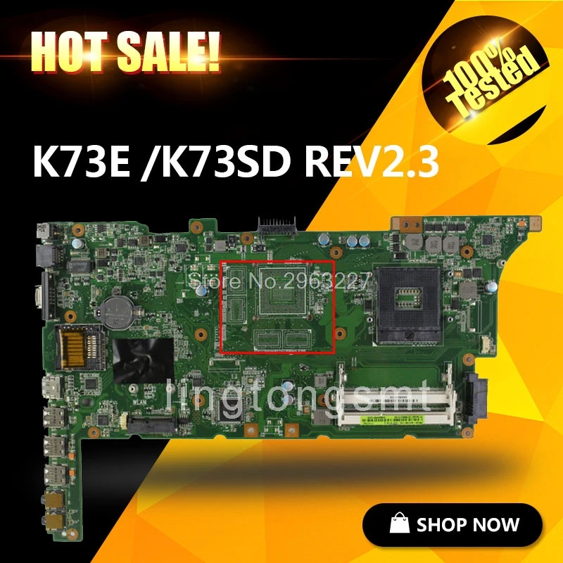Оригинал для For Asus X73E K73E K73SD REV2.3 материнская плата ноутбука HM65 PGA 989 протестирована