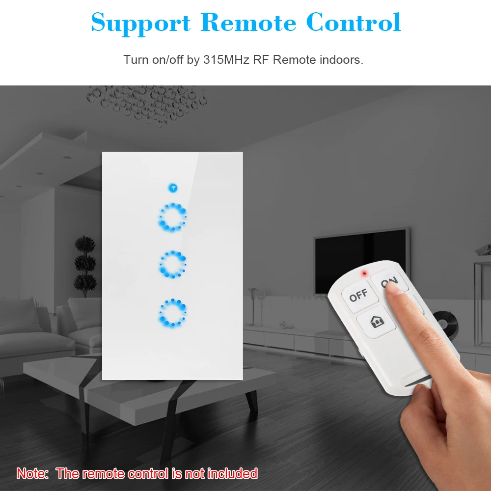 Интеллектуальный выключатель света SONOFF T1 US ITEAD 3 Gang Smart Wi Fi настенный светильник