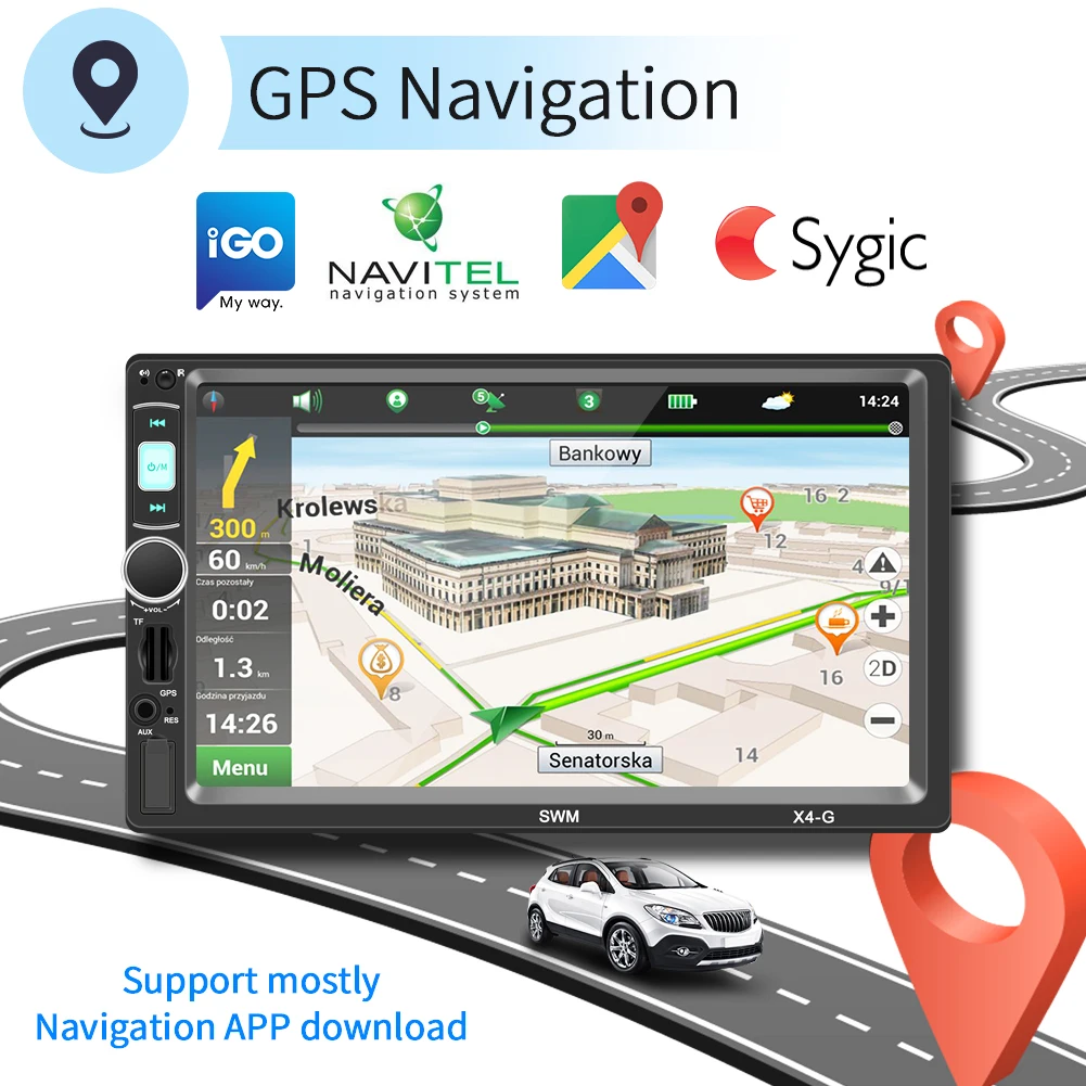 SWM gps навигация Радио 2 DIN Авторадио для авто, аудио стерео 12 В двойная система Зеркало Ссылка мультимедиа Mp5 плеер радио Coche