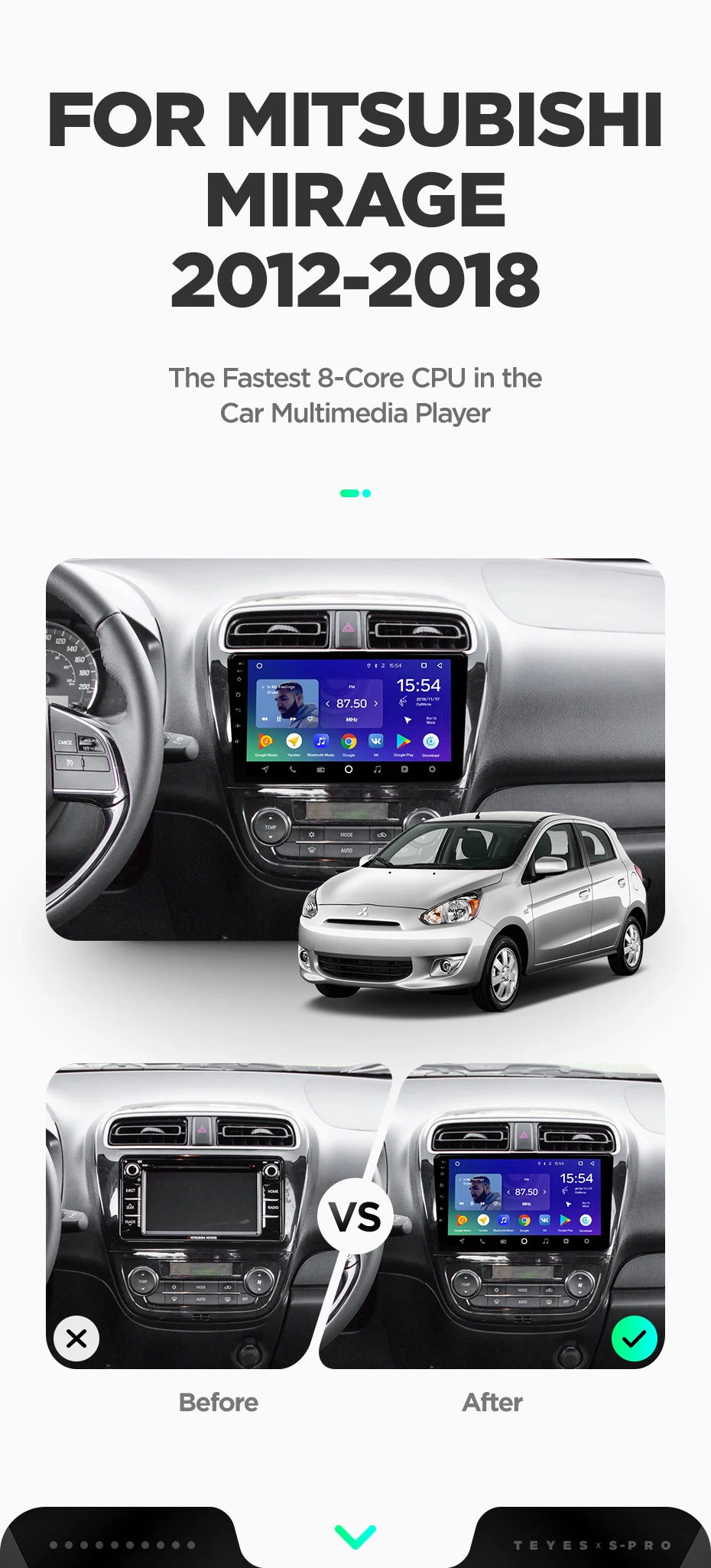TEYES SPRO Штатное Головное устройство For Mitsubishi Mirage 6 2012- GPS Android 8.1 aвтомагнитола магнитола автомагнитолы Андроид для Мицуб