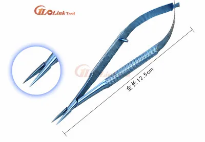 Titanium Straight Хирургические держатели игл из титанового сплава для стоматологической кастровиехо офтальмологические инструменты устройство разблокировка Иглодержатель хирургические инструменты - Цвет: Titanium Straight