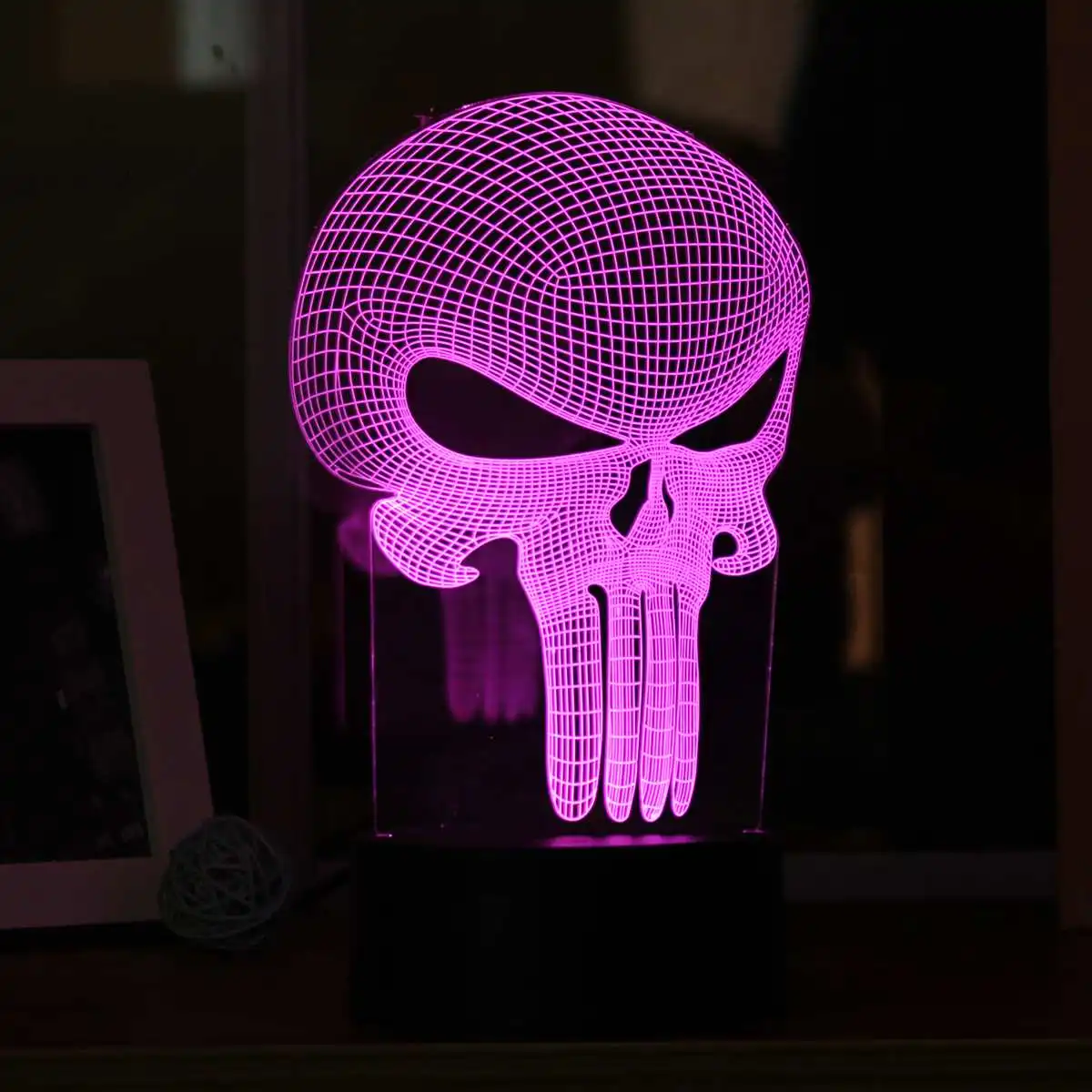 Skull 3D ночник в виде животного, цветной USB светодиодный светильник, новинка, светильник ing для рождества, дома, спальни, детей, тачс-переключатель, лампа - Испускаемый цвет: Skull