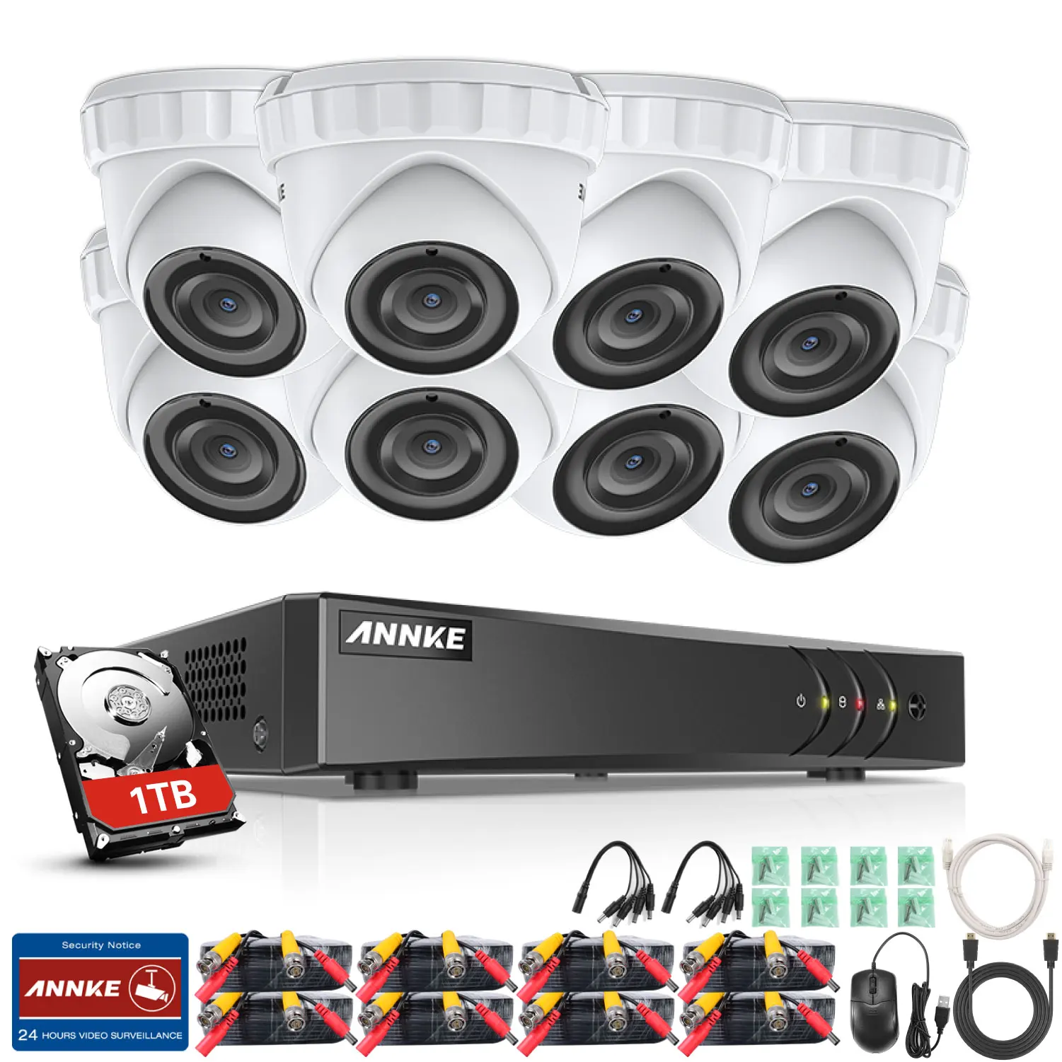 ANNKE 8CH HD 3MP система безопасности 5в1 DVR 8 шт. TVI купол наружная защищенная от