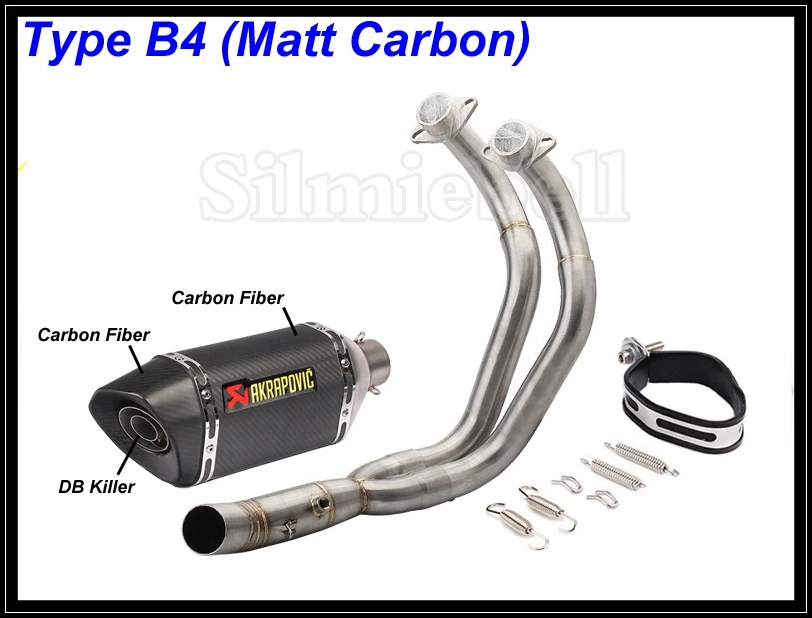 Type B4 Выхлопной побег на мотоцикле мото выхлопной трубы Полный Системы для Yamaha MT07 MT-07 FZ07 FZ-07 Tracer(-) XSR700 - Цвет: Type B4
