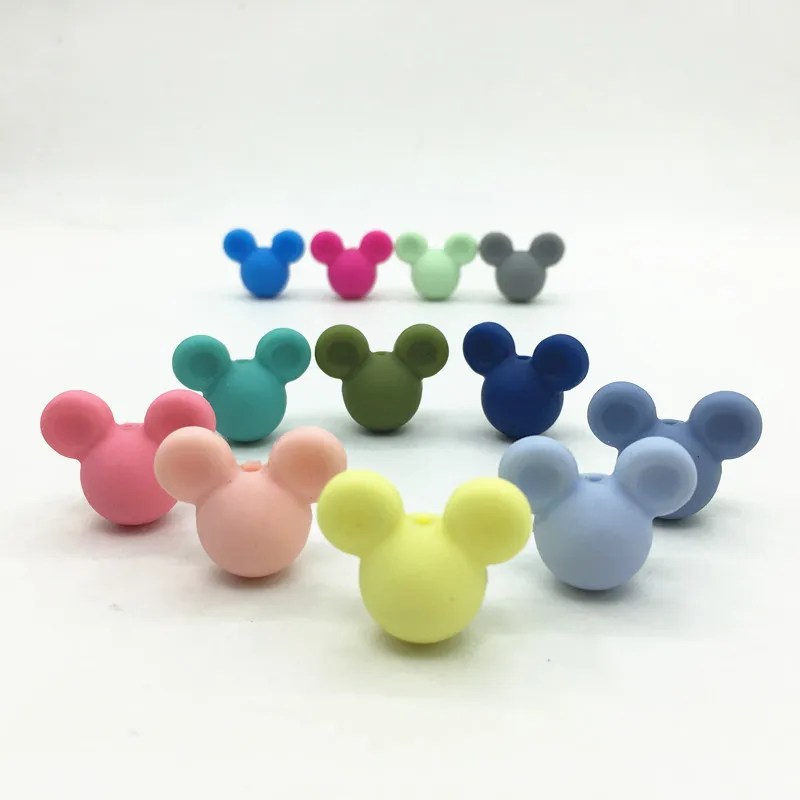 

50Pcs Mickey Baby Pacifier leash Decoration Silicone Teehting Beads Baby Teethers DIY Food Grade Soft Smooth BPA Free