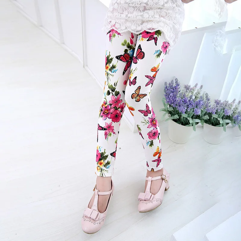

Spring Autumn Multi Color Girl Pants Printing Flower Children Pants Kids Leggings Skinny Girls Leggings Kids Clothing