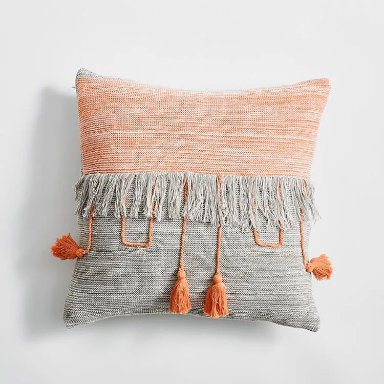C Macrame Pillow Case Decorative Hit Color PillowcasesCotton Office Pillows Cover Funda Almohada Nordic Modern Bed Room 45x45cm - Цвет: C