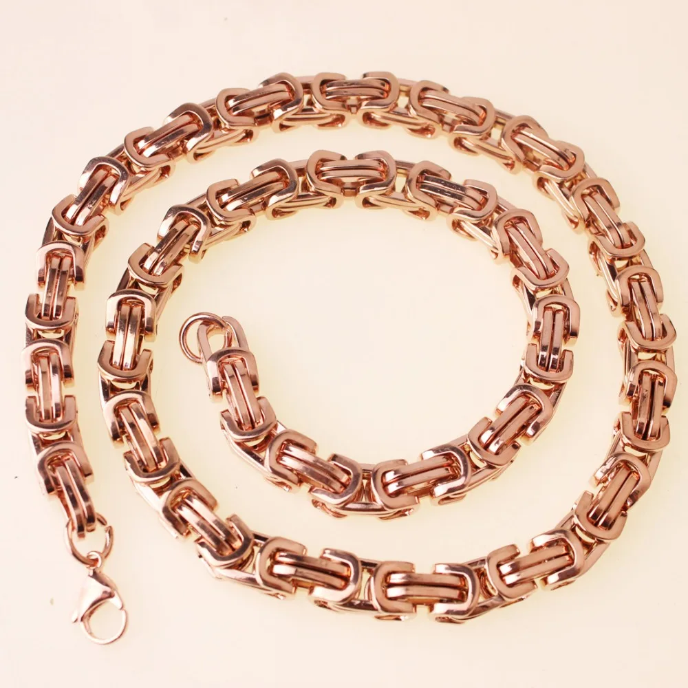 4/6/8mm Rose Gold Tone Box Chain Byzantine Necklace Mens Stainless Steel Wholesale Price Jewelry | Украшения и аксессуары