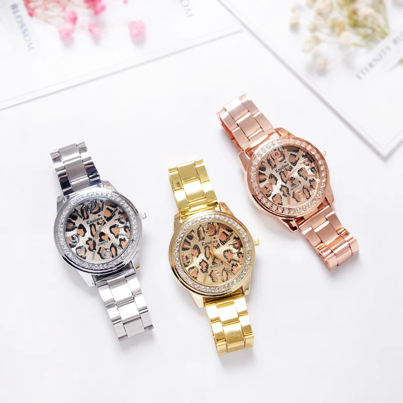 2017 женские брендовые Роскошные Кварцевые часы Kanima Модные леопардовые наручные