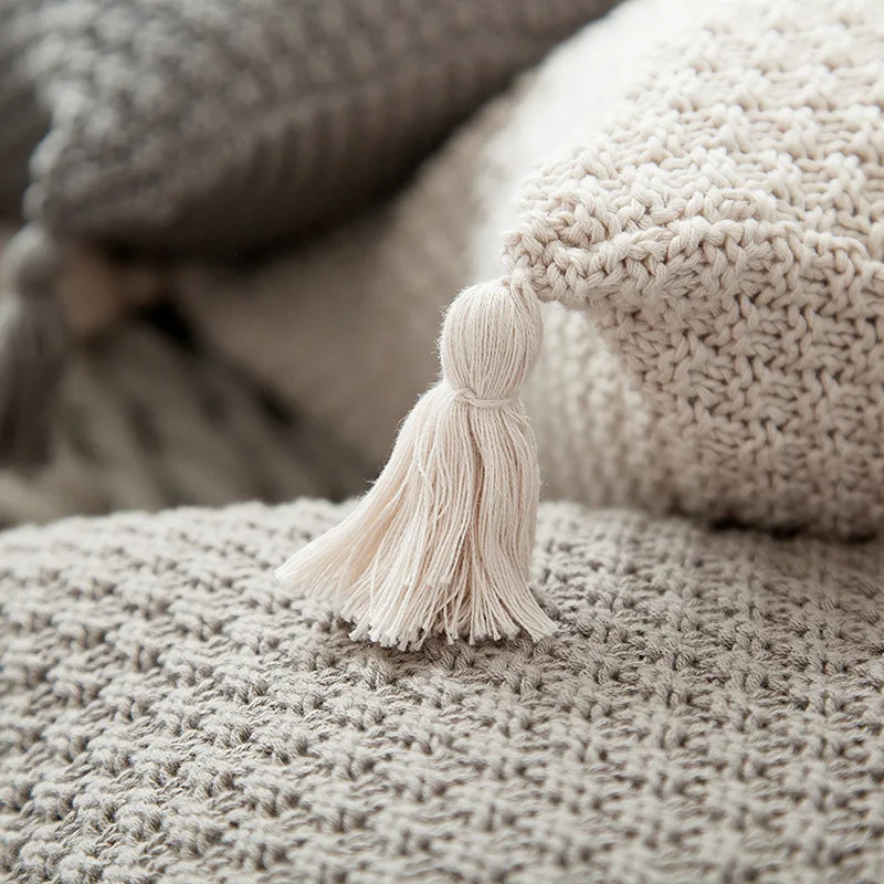 Двойной вязаный чехол винтажный мягкий для подушки 45 см * см|Наволочки| |