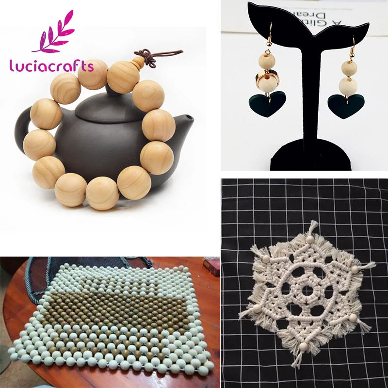 Распродажа! Lucia crafts разноцветные натуральные круглые деревянные бусины для