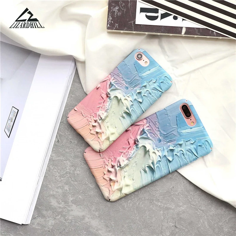 Lizardhill Pink Blue phone cases For iPhone 7 Case hard pc back Covers Apple 6 6S 8 Coque fundas for iphone X 10 |