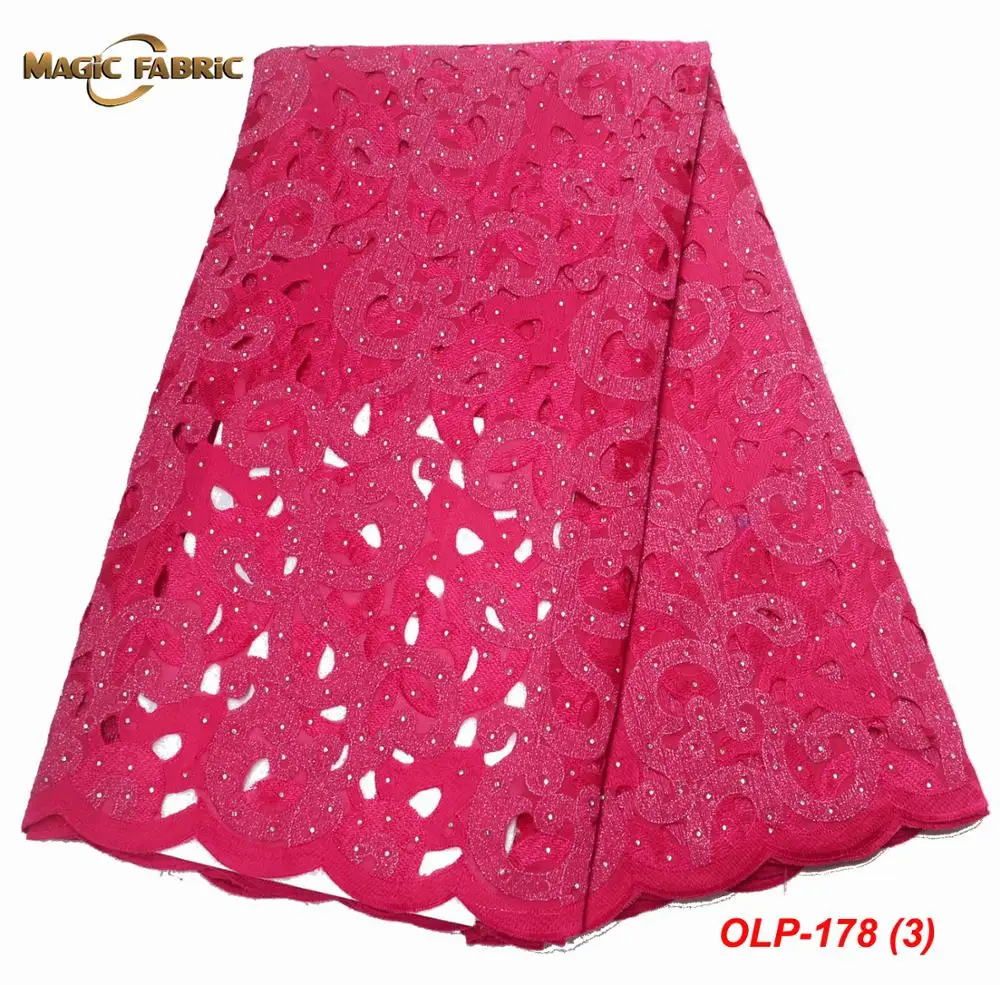 

High quality hand cut Nigeria double organza lace fabrics 2022 embroidery beaded stones french tulle African lace fabric OLP-178