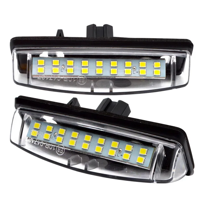 Safego 2 шт. 3 Вт Светодиодная подсветка номерного знака 18 SMD 2835 Автомобильная