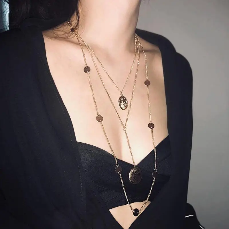 Модное Новое многократное слойная на ключицу Ожерелье Bijoux для женщин ювелирные