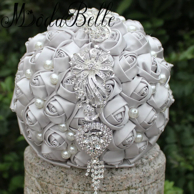 Свадебные букеты Modabelle искусственные бриллиантовые Синие с хрустальным жемчугом