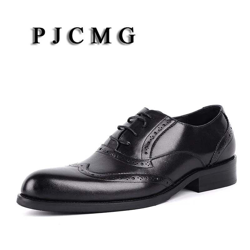 PJCMG/модные мужские оксфорды Цвет черный красный на шнуровке однотонные туфли с