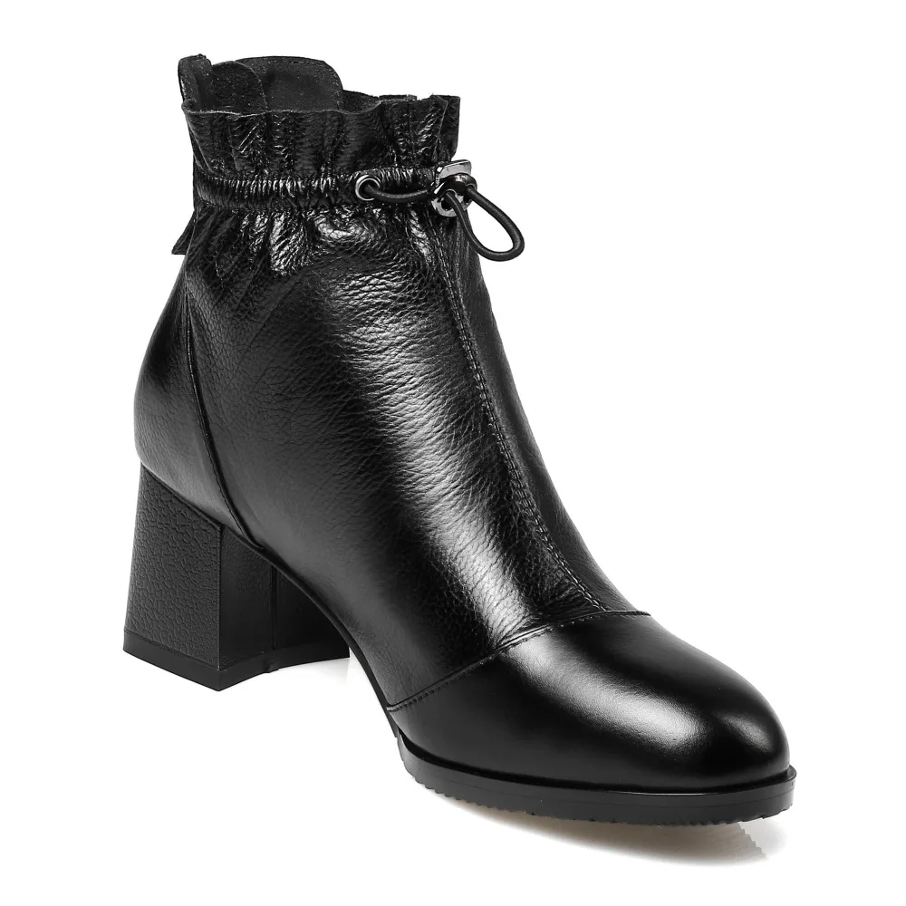 Kickway/ботинки женские ботильоны из натуральной кожи черные ботинки женская обувь