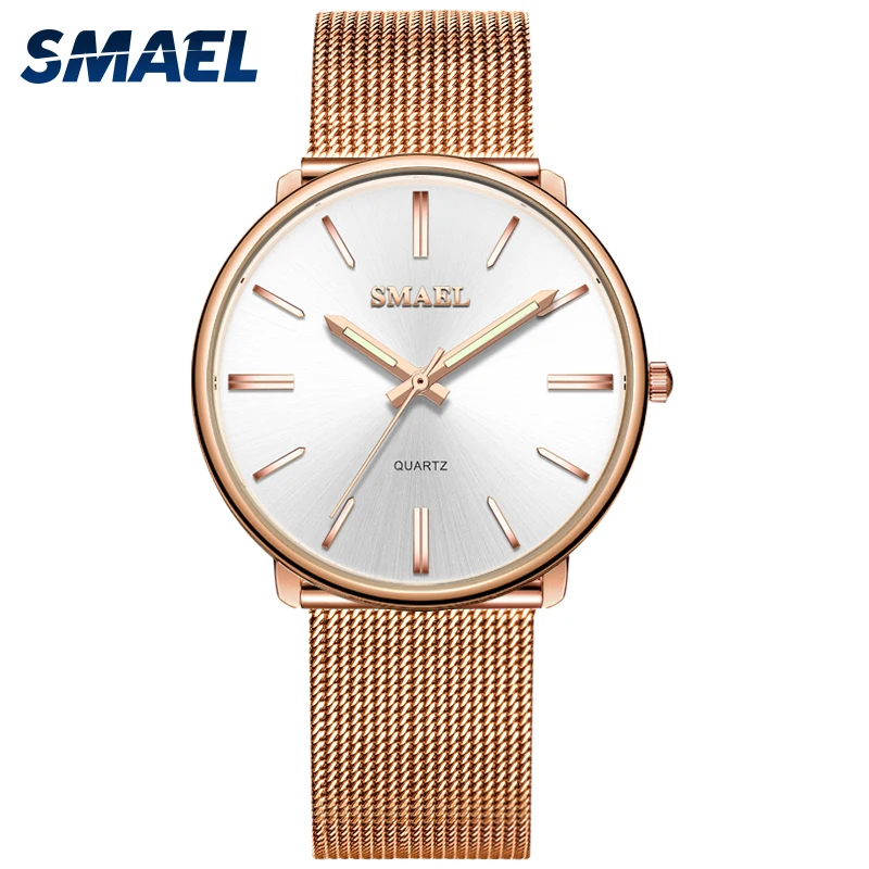 

SMAEL Elegant Women Watch Fashion Stainless Steel Quartz Watch Classic Business Clock Rose Gold Dress Watches for Women Relogios