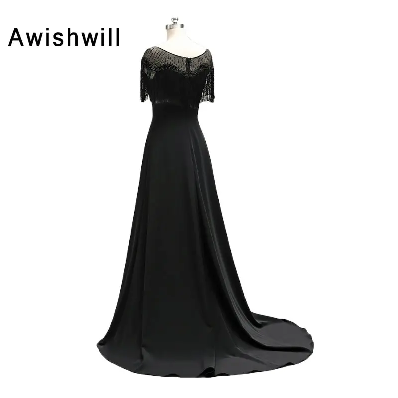 Robe De Soiree ТРАПЕЦИЕВИДНОЕ черное элегантное вечернее платье для банкета длиной до