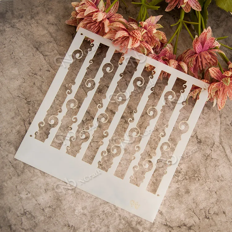 Набор волн пластиковый трафарет для нанесения слоев Пастельной краски цветная