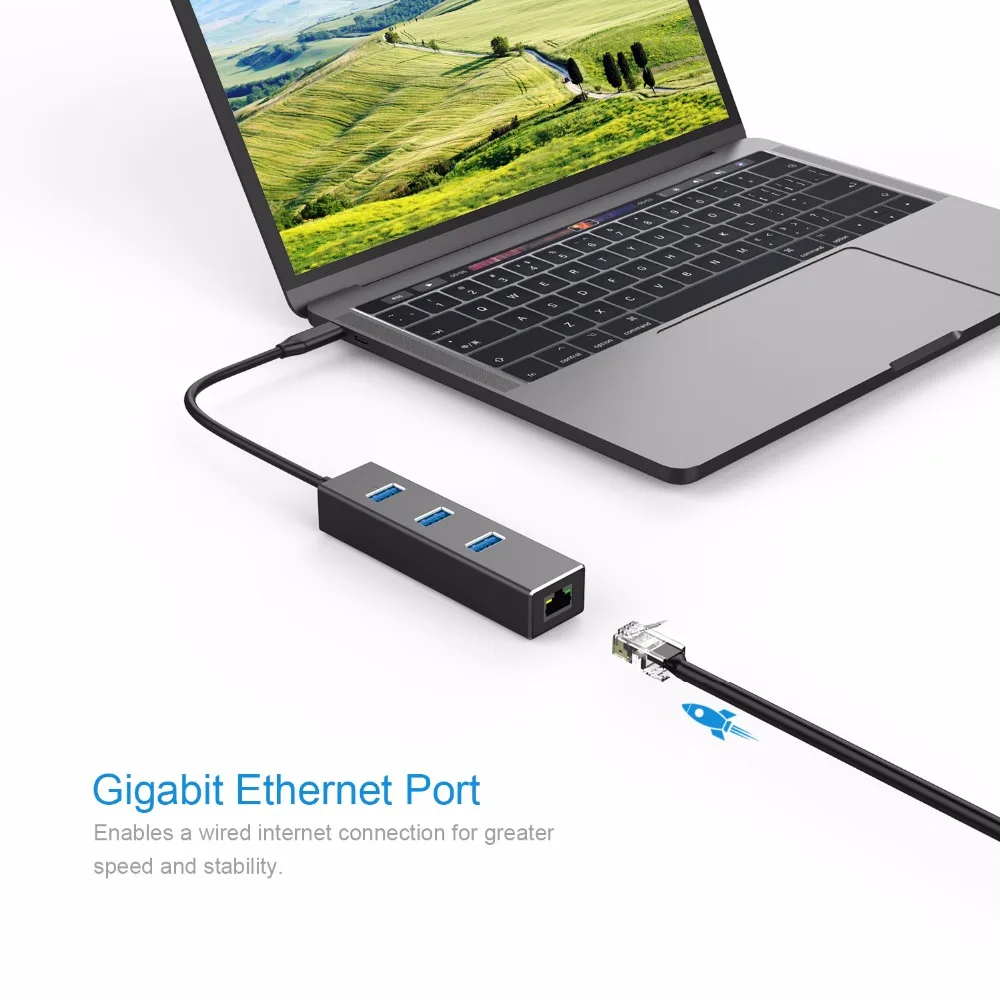 YUNCLOUD USB 3 0 концентратор типа C к Ethernet LAN RJ45 кабель адаптер Сетевая карта с портами