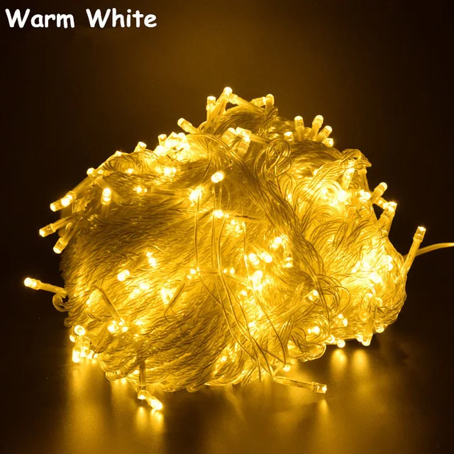 Warm White Светодиодная гирлянда, гирлянда, 10 м/20 м/30 м/50 м/100 м, ЕС/США, Рождественская гирлянда, гирлянда для дома, улицы, вечерние, праздничные украшения - Испускаемый цвет: Warm White