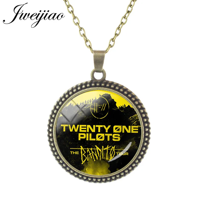 JWEIJIAO Новинка Ретро Twenty One Pilots логотип музыкальной группы ожерелье Время драгоценные камни подвесные ожерелья Модные Рок Хип-хоп ювелирные изделия TO26