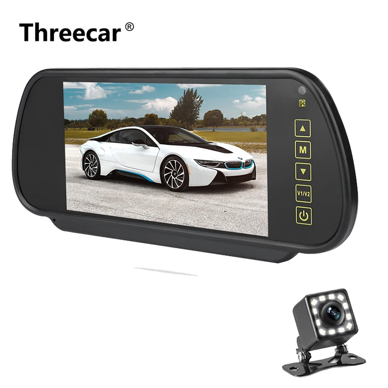Monitor camera 1 Высокое качество 7 дюймов ЖК-дисплей зеркало заднего вида Автомобильный монитор заднего вида камера заднего вида приоритет AV светодиодный ночное видение - Название цвета: Monitor camera 1