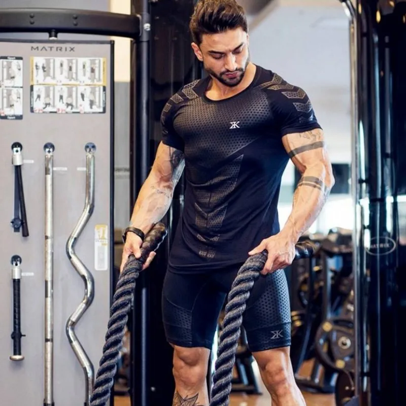 Уличная Мужская футболка s Gyms Кроссфит фитнес бодибилдинг мужские хлопковые