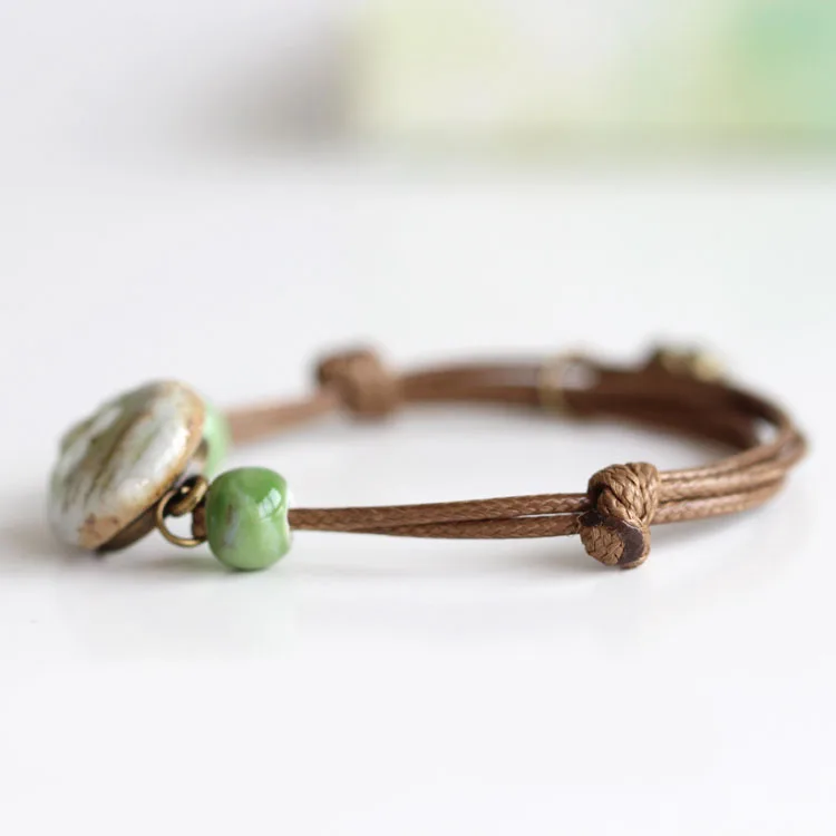 Fashion Bracelets For Women Ethnic Style Lady Women's Handmade Porcelain Beads Rope Free Shipping #1499 | Украшения и