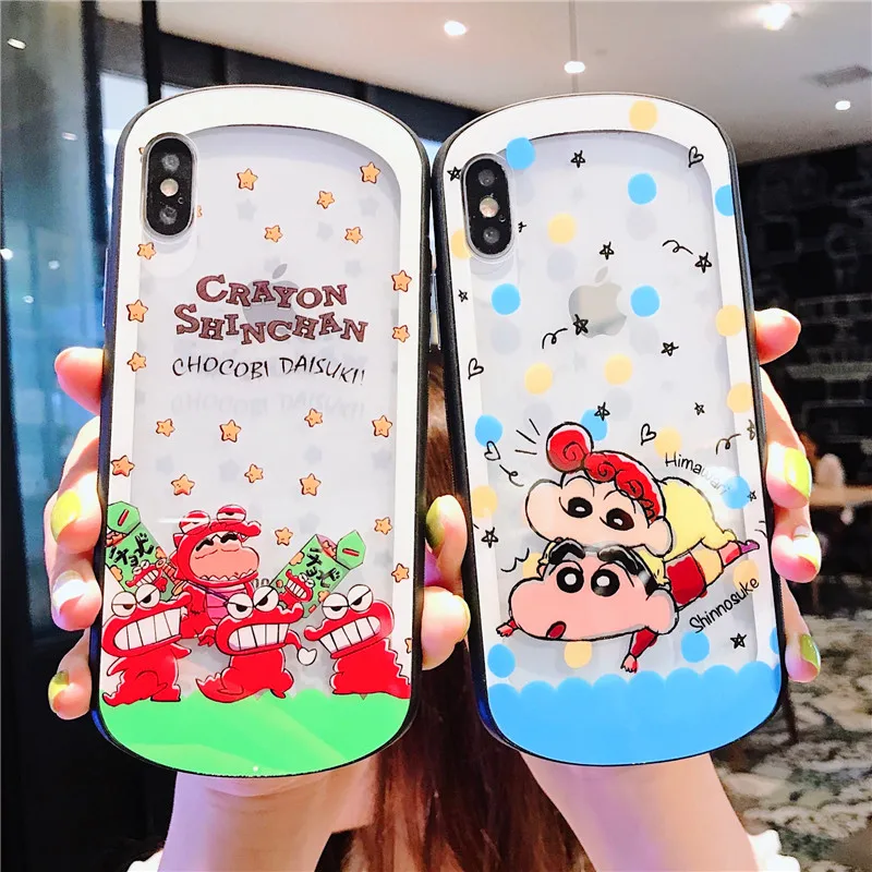 Мультфильм закаленное Стекло чехол для iPhone X XR XS MAX 8 7 6s плюс с героями мультфильма «курэён Син-тян»; высокое качество защитный Стекло крышка