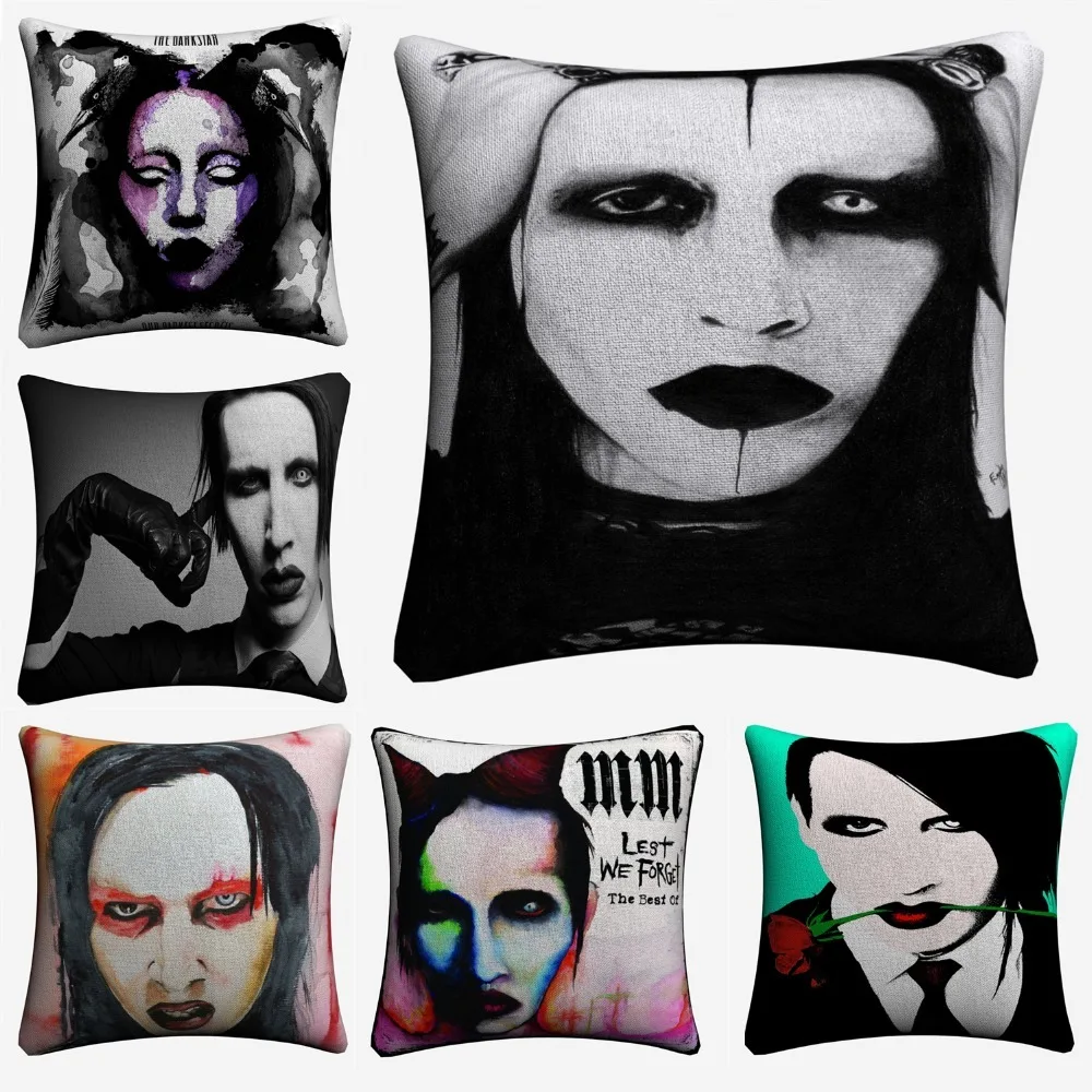 Marilyn Manson классическое фото искусственная подушка Чехол 45x45 см чехол для дивана
