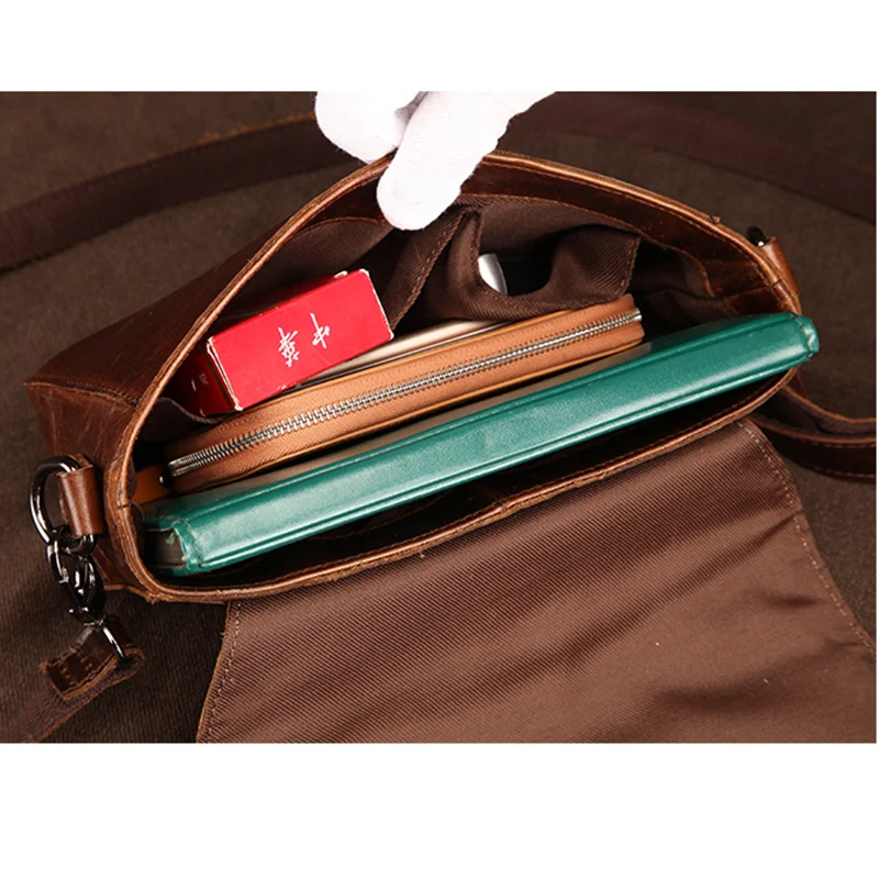 Мужская сумка мессенджер Hobo винтажная на одно плечо из натуральной кожи|bag genuine