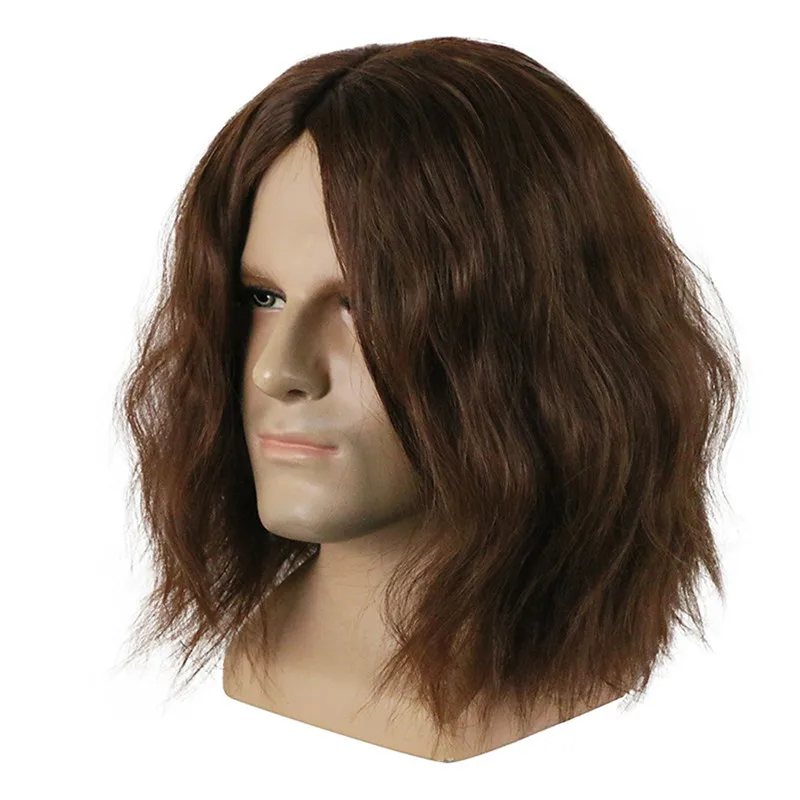 Костюм Капитана Америки, Зимний Солдат Bucky Barnes, темно-коричневые парики для косплея, вечерние парики для Хэллоуина с сеткой для волос