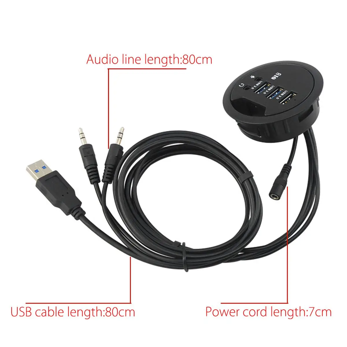 Крепление на стол 3-Порты USB 3,0 HUB адаптер для Macbook внешний стерео звук адаптер кабель комбо круглый usb-хаб со штепсельной вилкой европейского стандарта