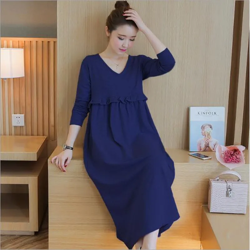 Платья с длинными рукавами для беременных женщин платье кормящих мам одежда