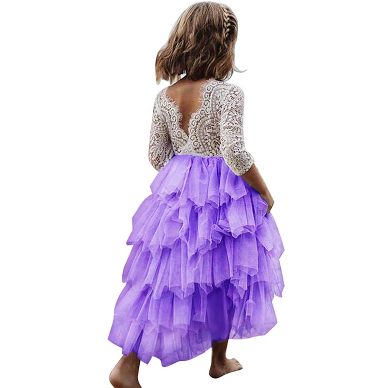 От 3 до 8 лет Robe fille принцесса пачка розовый лето весна девочки кружевные платья платья для маленьких девочек Детские платья