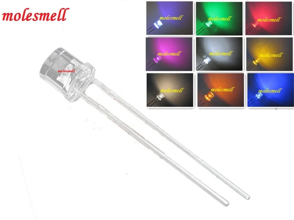 10 шт. 5 мм плоский верх красный желтый синий зеленый белый оранжевый фиолетовый