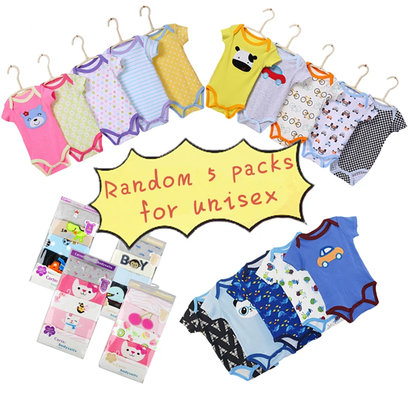 Комбинезон детский хлопковый с круглым вырезом на возраст 0 24 месяца 5 шт./лот|Боди