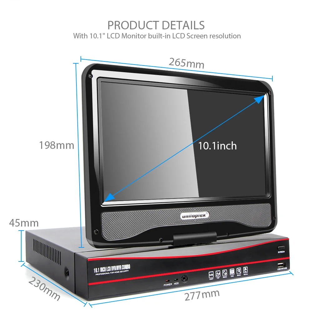 10 1 ''ЖК дисплей Экран все в одном безопасности 8ch PoE NVR 1080P сети видео