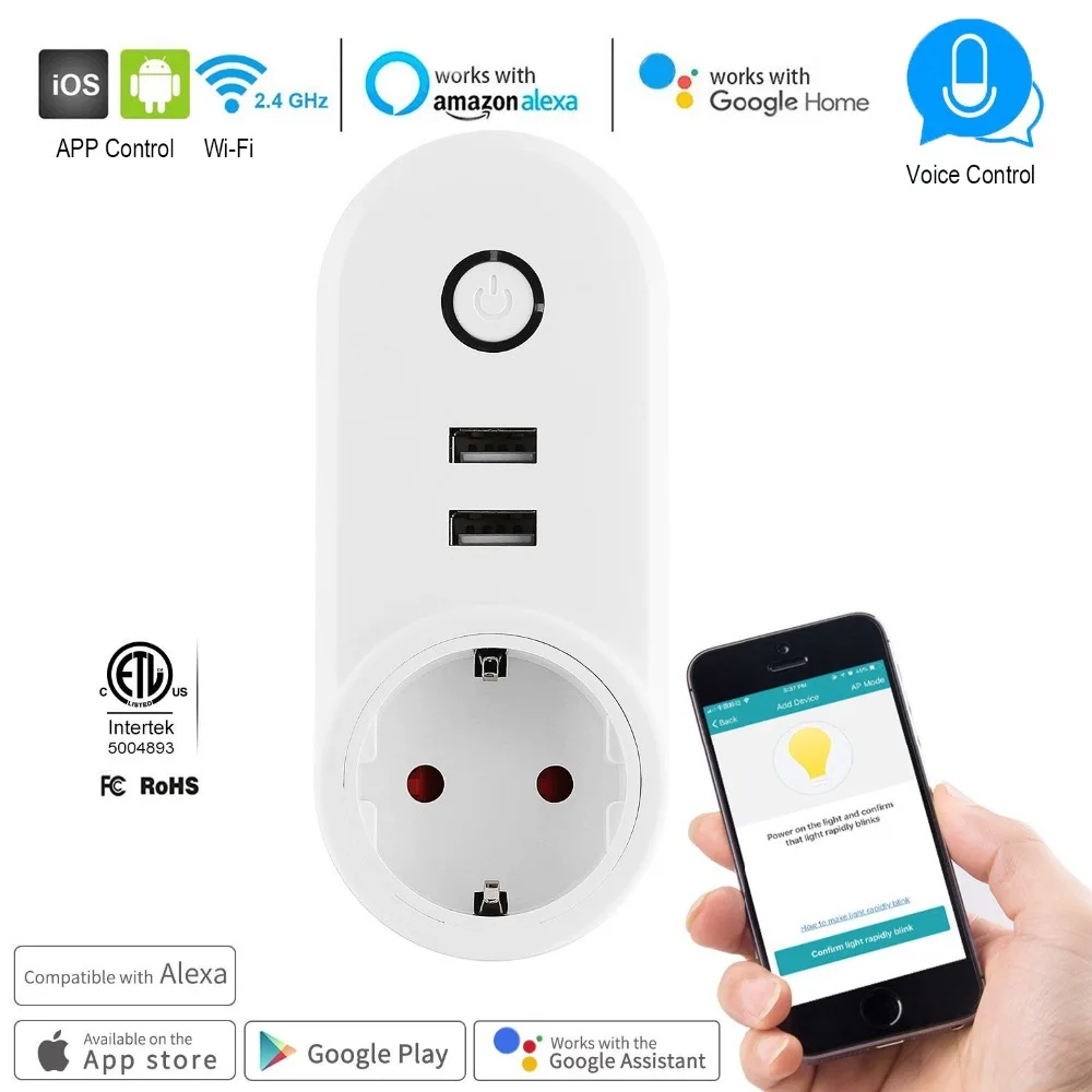 WiFi умная штепсельная вилка европейского стандарта на выходе беспроводной пульт