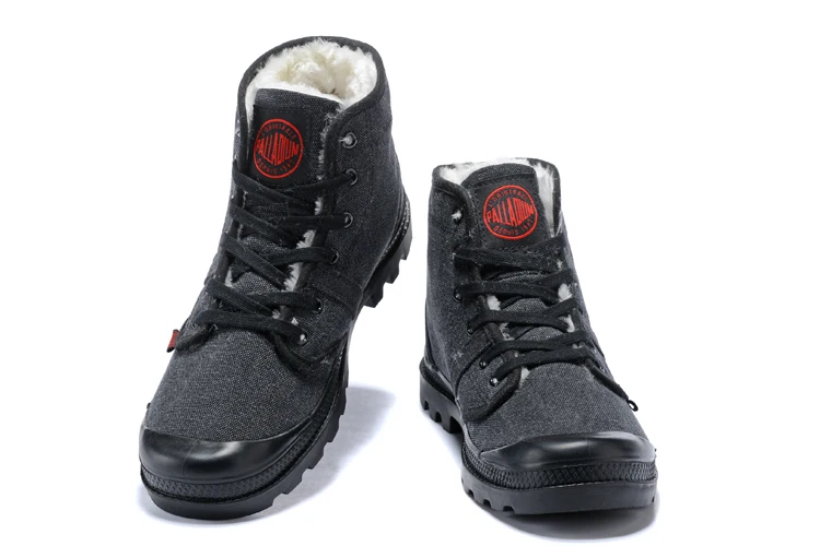 PALLADIUM Pampa/парусиновые плюшевые теплые белые мужские Ботильоны; Повседневная обувь; ковбойские зимние военные армейские тактические мужские ботинки; размеры 39-45