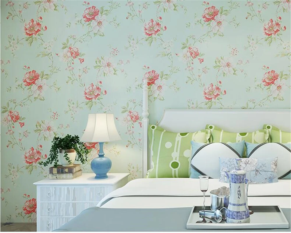 

beibehang American country nonwoven papel de parede 3d wallpaper fresh pastoral big flower bedroom living room tv background