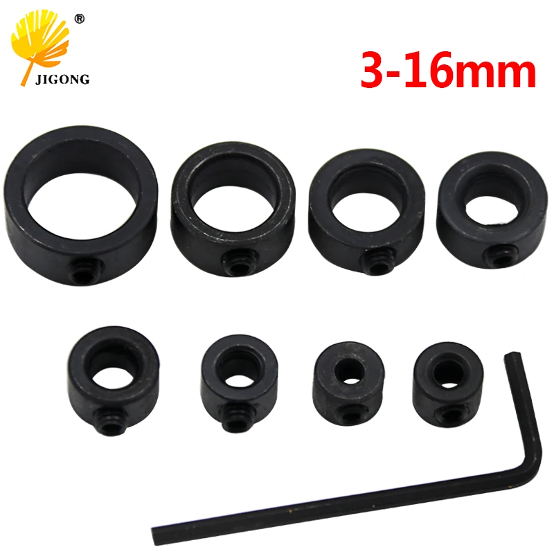 

3-16mm Drill Bit Depth Stop Collar Ring Positioner Spacing Ring Woodworking Drill Bit Hole Drill Press Collars + Hex Wrench