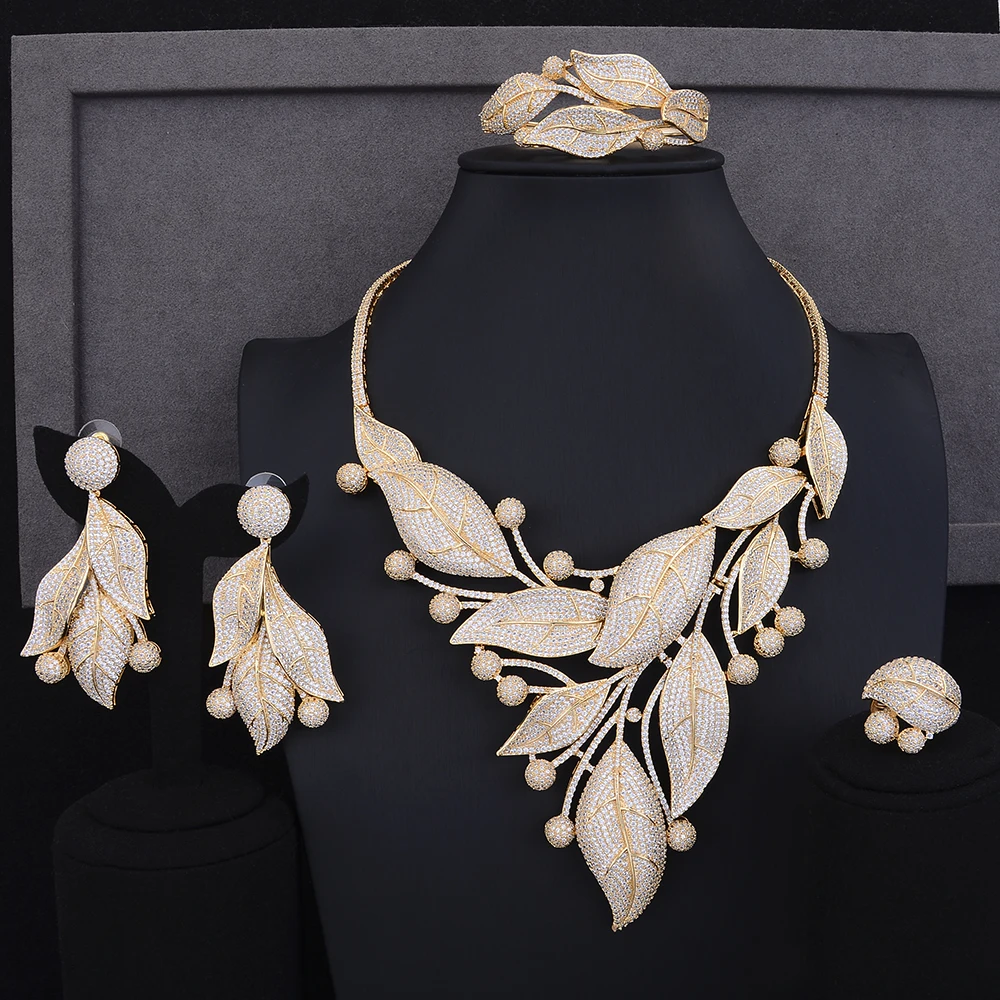 Набор ювелирных изделий в форме листа из Дубая 4 шт. рождественские ювелирные