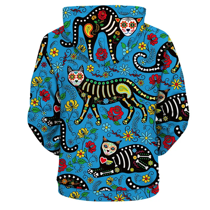 

YFFUSHI New Arrival 3D Skull Cat Printed Men Hooded Sweatshirt Fashion Hoodies Jacket Coat Men's Hip Hop Zipper Hoodies For Men