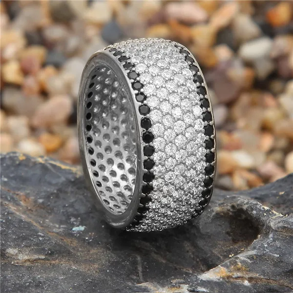 Silver 10 UWIN хип-хоп Полный Bling CZ Кольцо Iced Out кубический циркон Роскошные модные ювелирные изделия подарок - Цвет основного камня: Silver 10