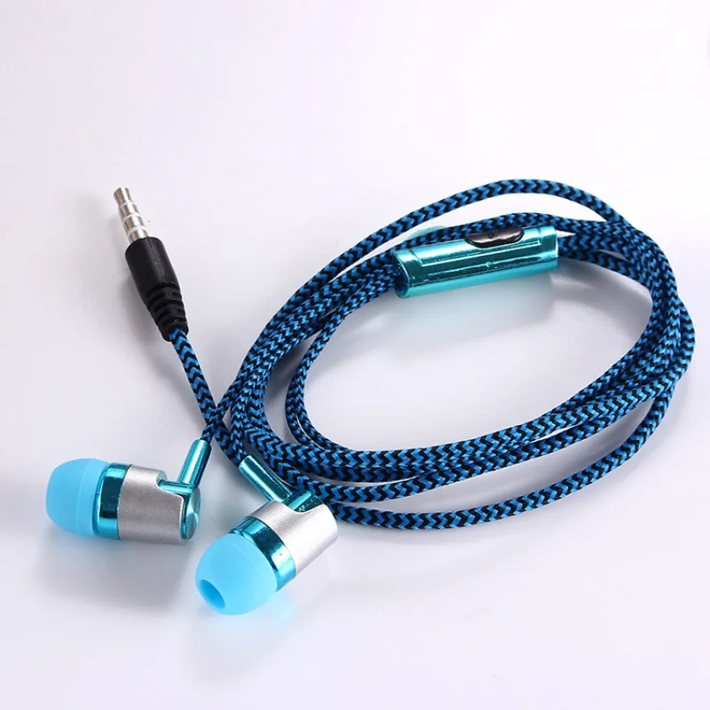 MP3/mp4 Roping Stereo Headset 3.5mm Subwoofer In Ear Earbud 1.2M Reflective Fiber Cloth Line Metal Earphone | Электроника